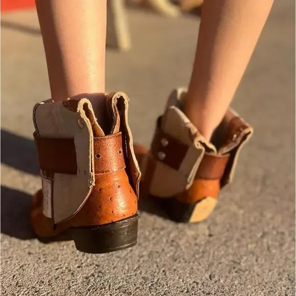 One-of-a-Kind Ostrich Leather Spats – Upcycled Cowgirl Western